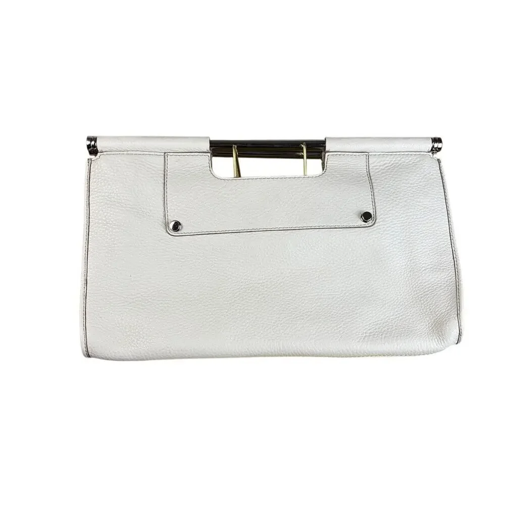 Banana Republic Cream Pebbled Leather Oversized Clutch